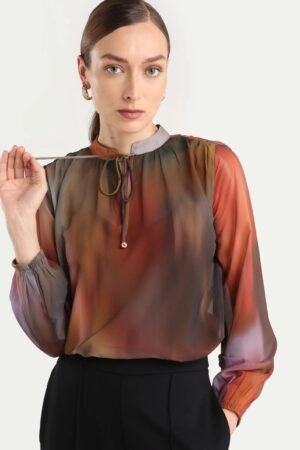 Rareism Women Nucos Multi Round Neck Pull On Closure Relaxed Fit Printed Top